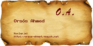 Orsós Ahmed névjegykártya